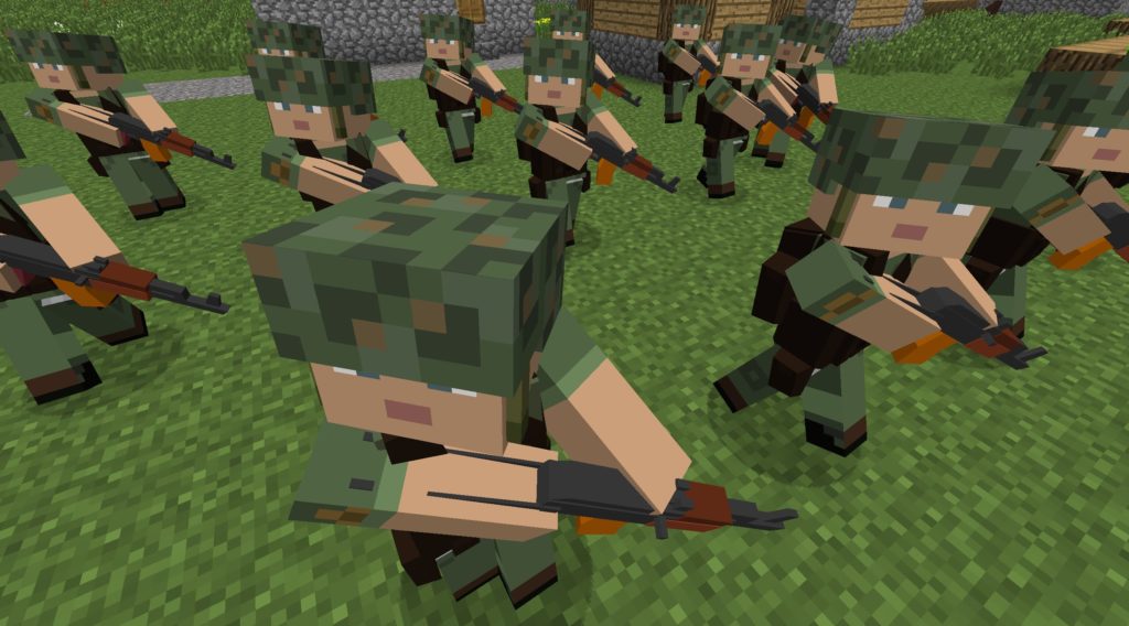 Майнкрафт мод Custom NPCs - армия мобов солдат с автоматами
